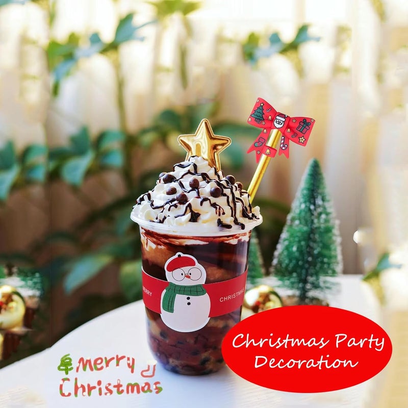 HIUSITY Christmas Bow Straw Cover Topper for Stanley Cup,Silicone Straw Toppers for Tumbler with Handle 40oz,Cute 10mm/0.4in Straws Covers Cap,Reusable Straws Lid for Stanley Cups Accessories,3Pcs RED - Image 5